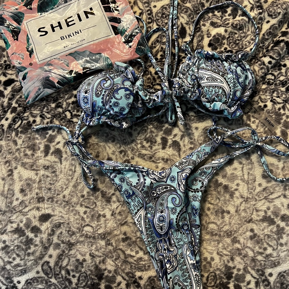 Floral and Paisley Print Tie Side Bikini